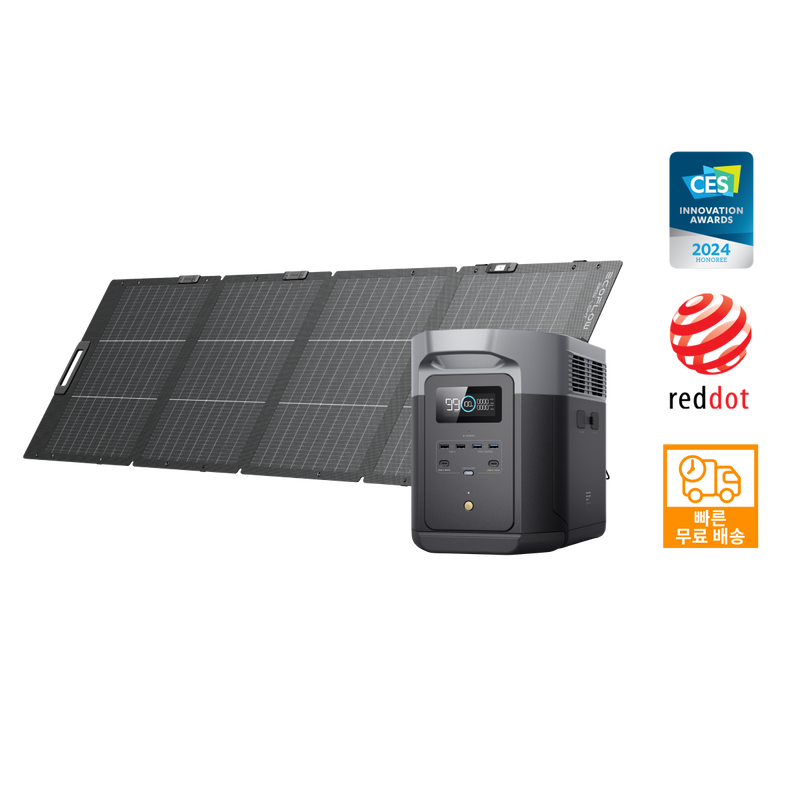 이미지를 갤러리 뷰어에 로드 , 에코플로우 델타2 맥스 (2048Wh)+220W 태양광 패널