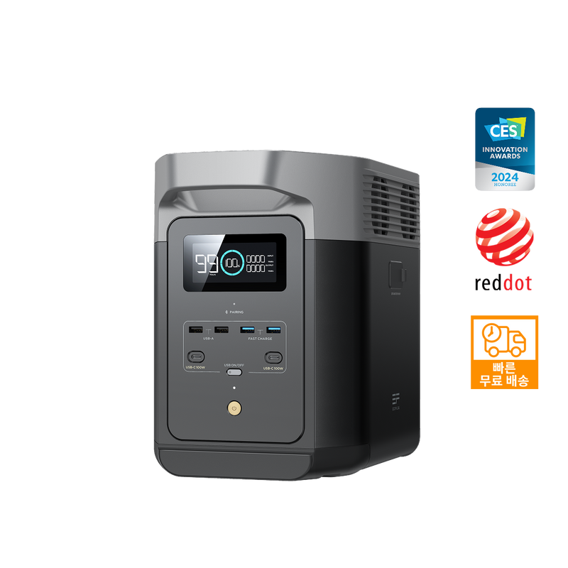 이미지를 갤러리 뷰어에 로드 , (160W 태양광 패널+폴딩 박스 증정) 에코플로우 델타2 파워뱅크(1024Wh)
