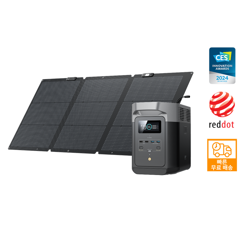 이미지를 갤러리 뷰어에 로드 , 에코플로우 델타2 파워뱅크(1024Wh)+160W 태양광 패널
