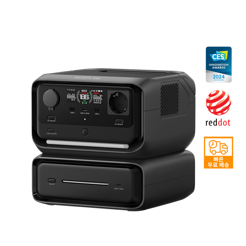 이미지를 갤러리 뷰어에 로드 , (60W 태양광 패널+ 목베개 증정) 에코플로우 리버3 플러스 + EB300 추가 배터리 (572Wh)
